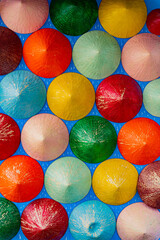 Vietnamese hats. A decorative element. Recreation center in Doklet in Vietnam. 