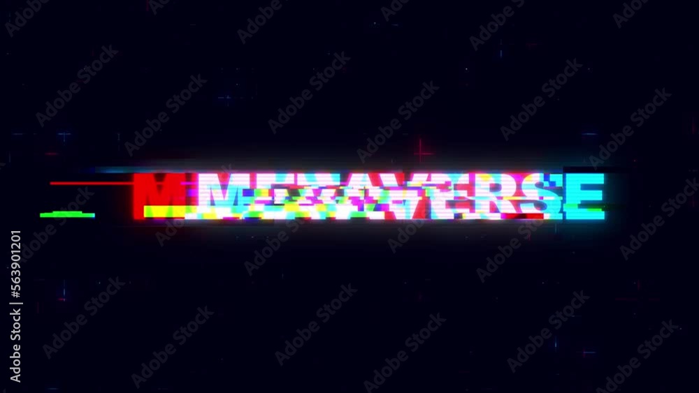 Poster metaverse text with glitch effect on digital vr cyberspace environment background . glitch inscripti