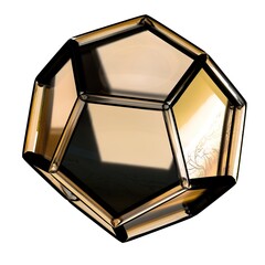 Hexagonal glassy geometry with distinct gold border Abstract, dramatic, passionate, luxurious and exclusive isolated 3D rendering graphic design elemental background material