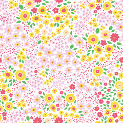 Fototapeta na wymiar Vector Tiny Flowers. Decorative vector seamless pattern. Repeating background. Tileable wallpaper print.