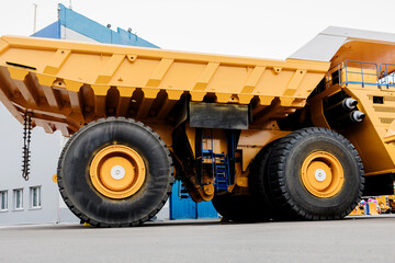 big yellow industrial dump truck