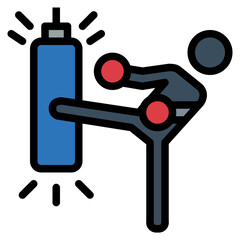 thai boxing filled outline icon style