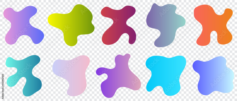 Poster set of abstract graphic design elements. hand drawn colorful random blot collection. simple rounded 