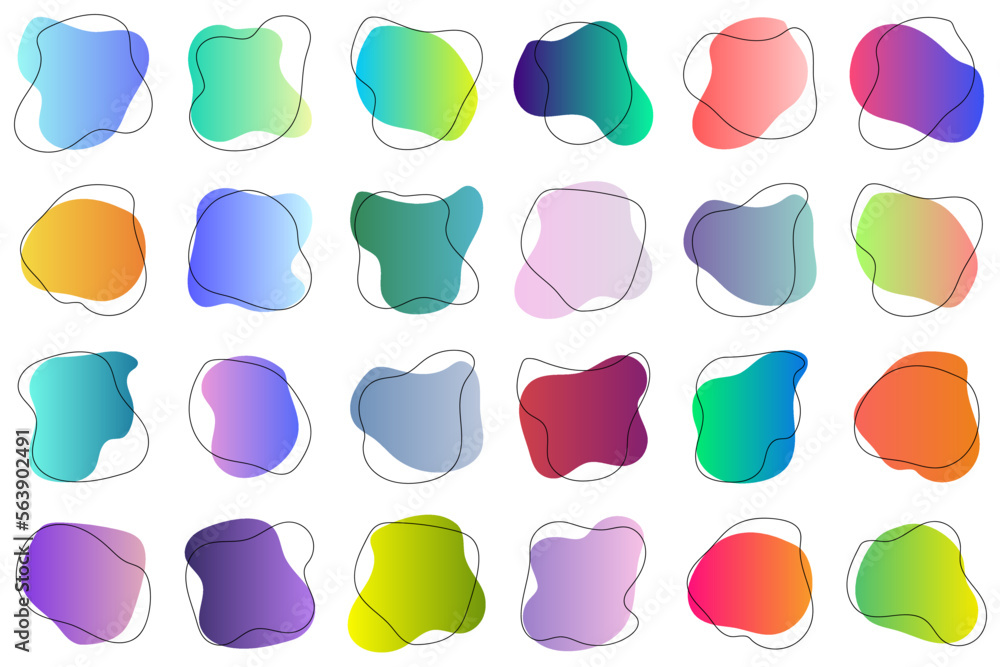 Poster set of abstract graphic design elements. hand drawn colorful random blot collection. simple rounded 