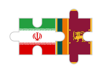 puzzle pieces of iran and sri lanka flags. vector illustration isolated on white background