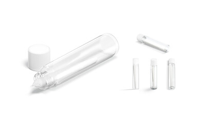 Blank white weed joint plastic tube lid mockup, different views