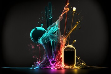 Fototapeta na wymiar A multicoloured swirly Neon with a dark background, Behance, analytical art, vivid colours, Behance HD, vibrant colours, extremely luminous bright design 