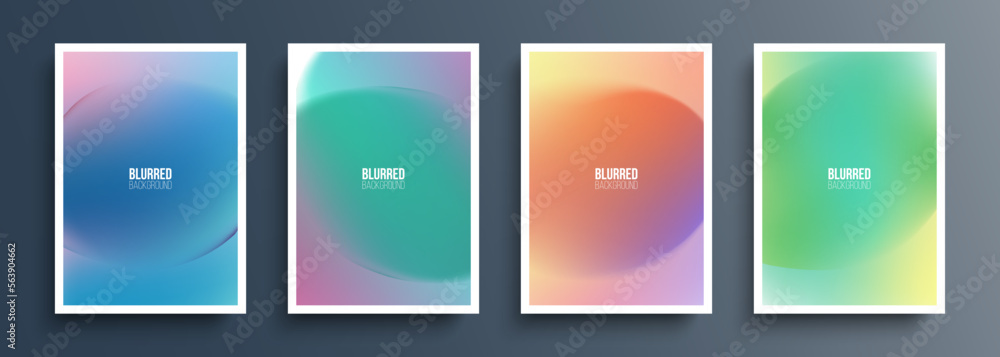Leinwandbilder set of light blurred backgrounds with multicolored soft color gradients for your creative graphic de