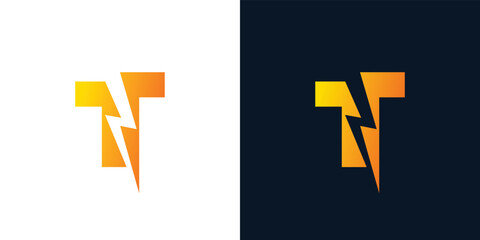 Unique and modern T Lightning logo design