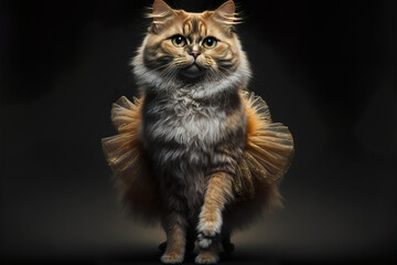 Fototapeta na wymiar portrait of a dancing cat, generative ai