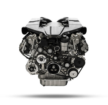 Car engine. Concept of modern car engine isolated on transparent background with shadow.