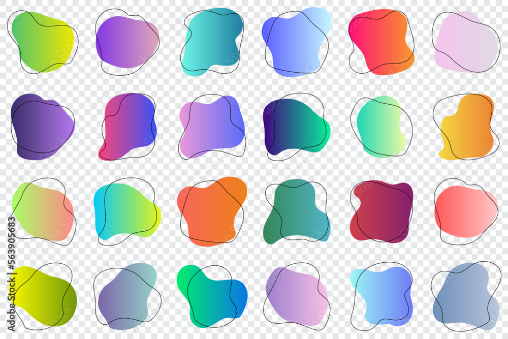 Poster set of abstract graphic design elements. hand drawn colorful random blot collection. simple rounded 