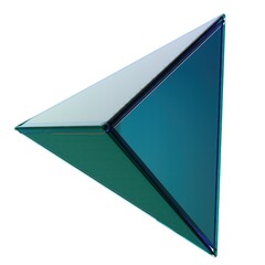 Green metallic and glassy pyramid three-dimensional Abstract, dramatic, passionate, luxurious and exclusive isolated 3D rendering graphic design elemental background material