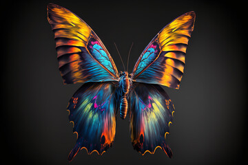Obraz na płótnie Canvas Beautiful Butterfly, colorful, closeup macro, isolated background, generative ai