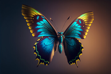 Obraz na płótnie Canvas Beautiful Butterfly, colorful, closeup macro, isolated background, generative ai