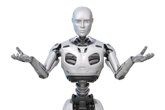 Human like robot spreading his arms