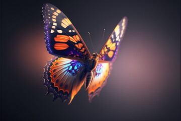Fototapeta na wymiar Beautiful Butterfly, colorful, closeup macro, isolated background, generative ai