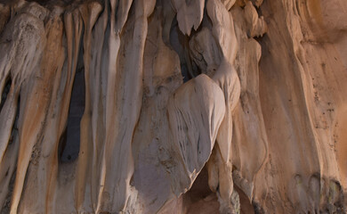 In the cave is a cave with stalactites in the cave. beautiful nature