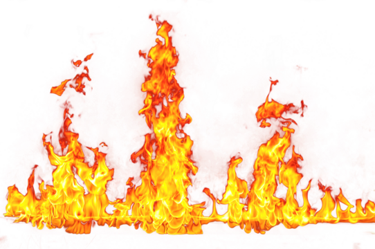 realistic Flames of fire on transparent background