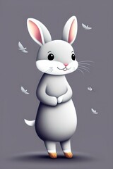 Fototapeta premium This beautiful cartoon rabbit is sure to add charm and playfulness to any room. Its bright colors and simple design make it perfect for nurseries,children's bedrooms,playrooms,or as a thoughtful gift.
