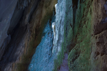 In the cave is a cave with stalactites in the cave. beautiful nature