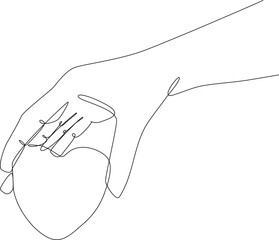 Simple continuous line drawing of a hand take a love or heart shape. Simple valentine concept. Simple line, heart, valentine. Continuous line. 