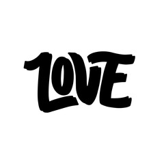 Vector lettering typography word love. Valentines Card with love lettering
