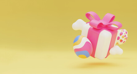 easter egg gift box levitation 3d illustration