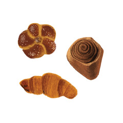 vector croisant bakery watercolor illustration