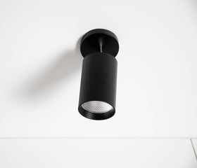 Black Modern LED Stretch Ceiling Light, close-up