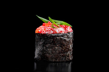 japanese food gunkan maki sushi with salmon pieces © tankist208