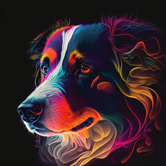portrait of a dog, zodiac animal set, Chinese zodiac, Astrological signs, abstract horoscope. Chinese new year animals, dog by Generative AI