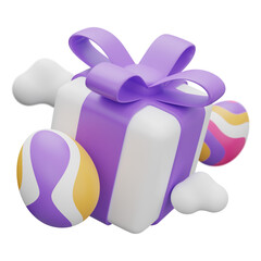 easter egg gift box levitation 3d illustration