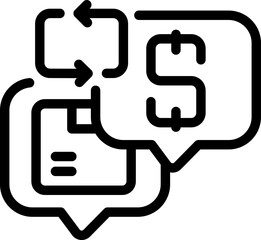 Return box chat icon outline vector. Service delivery. Goods package