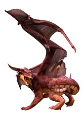 3D Rendering Fairy Tale Dragon on White