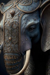 High detail of decorated temple elephant in India ,made with Generative AI