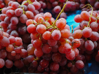 Coarse-grained red bunch grapes sold in Ankara fruit market