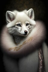 High fashion fox wearing fur ,made with Generative AI