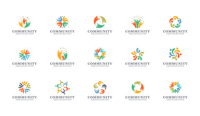 Modern creative community logo. community logo template. nonprofit organization logo template. geometric nonprofit logo template. mpodern and minimalist organization logo template - obrazy, fototapety, plakaty