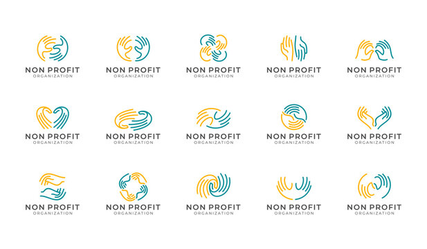 Modern charity hands logo. charity logo template. nonprofit organization logo template. helping hands logo template. modern and minimalist non-profit logo template