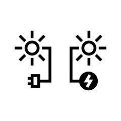 solar panel connected to a house icon vector isolated illustration. Solar energy concept