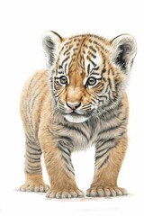 Fototapeta premium Portrait of a little tiger cub, cute animal ,made with Generative AI