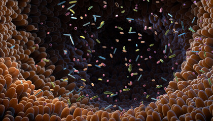 Intestinal bacteria. Microbiome - 563917444