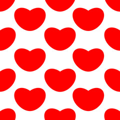 Seamless pattern of red hearts on a white background