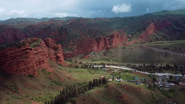 Nature And Rocks Of Jety Oguz In Kyrgyzstan, Aerial View
