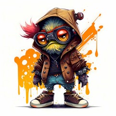 Cartoon Monster Character with Modern Style Steampunk