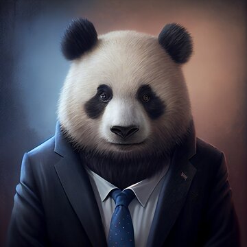 Portrait Of Panda In A Business Suit 