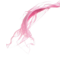 Tissu soie rose volante sur fond blanc
