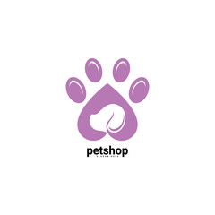 Pet shop logo. Animals cat, dog icon. Vector illustration