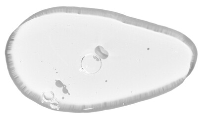 Clear liquid gel with bubbles drop isolated. Transparent cosmetic skincare product